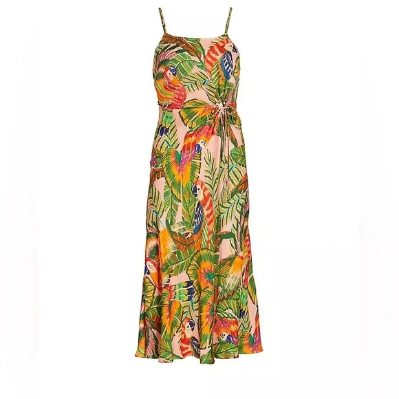 FARM Rio | Dresses | Nwt Farm Rio Macaw Leaves Cutout Mididress | Poshmark